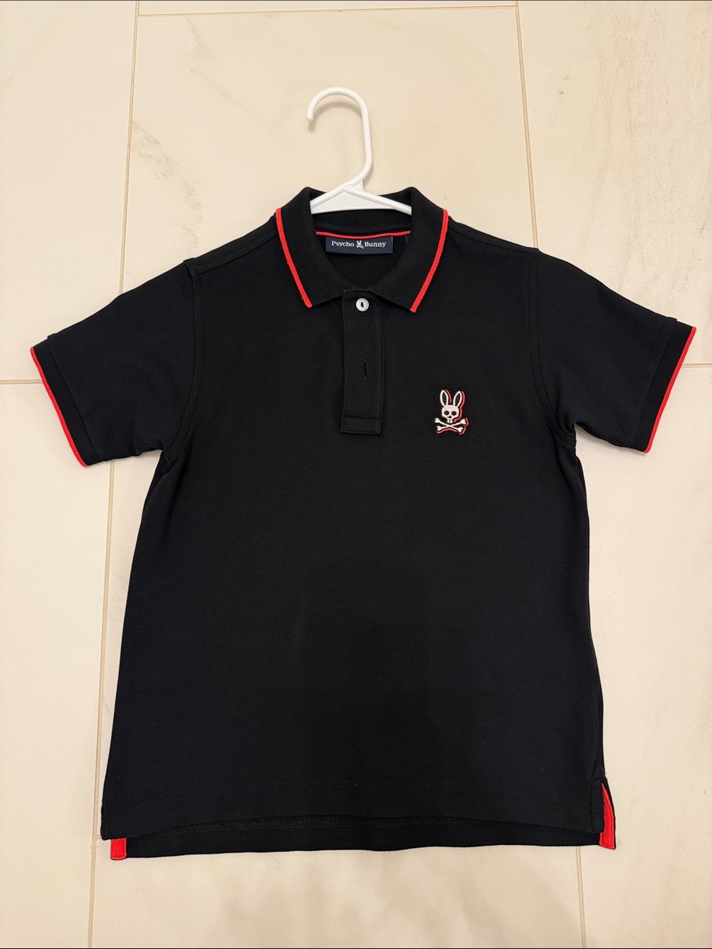 Psycho Bunny Black Polo with pink Trim and Bunny Crest